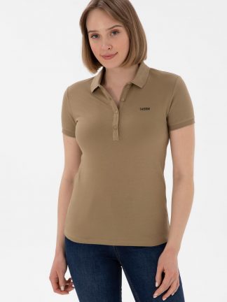پولوشرت زنانه خاکی روشن یو اس پولو