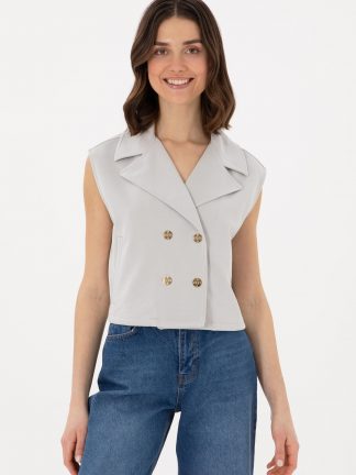 جلیقه زنانه طوسی یو اس پولو