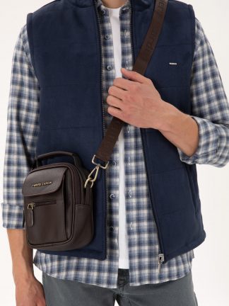 کیف مسنجر مردانه قهوه ای پیرکاردین