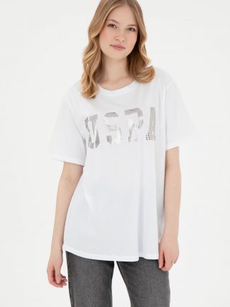 تیشرت زنانه سفید یو اس پولو