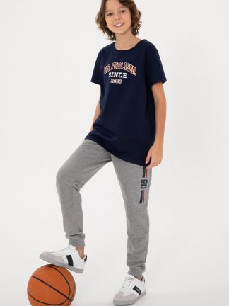 شلوار راحتی پسرانه خاکی ملانژ یو اس پولو