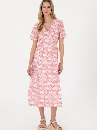 پیراهن و لباس مجلسی زنانه صورتی تیره یو اس پولو