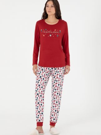 لباس خواب و لانژره زنانه زرشکی یو اس پولو