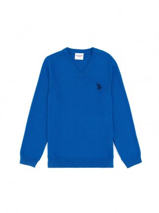 پلیور پسرانه آبی کوبالت یو اس پولو