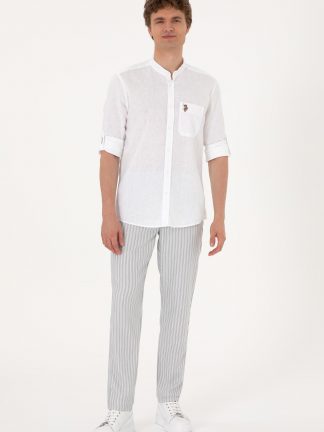 شلوار کتان مردانه خاکستری روشن یو اس پولو