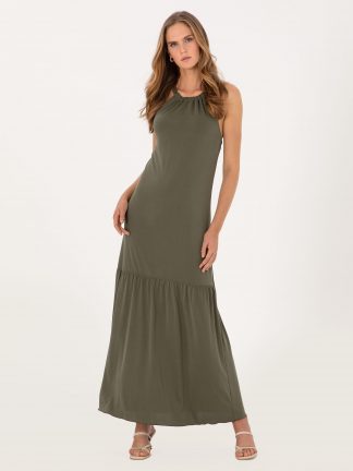 پیراهن زنانه خاکی روشن پیرکاردین