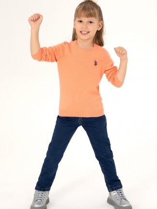 پلیور دخترانه سالمون ملانژ یو اس پولو