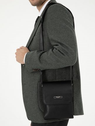 کیف مسنجر مردانه مشکی پیرکاردین