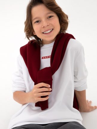 سویشرت پسرانه سفید یو اس پولو