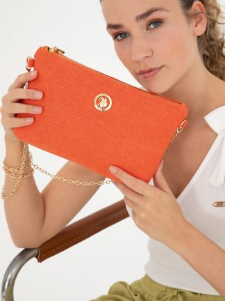 کیف دستی زنانه نارنجی یو اس پولو