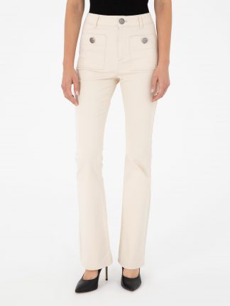 شلوار کتان زنانه بژ پیرکاردین