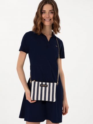 کیف دستی زنانه سرمه ای یو اس پولو