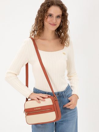 کیف دوشی زنانه کرم یو اس پولو