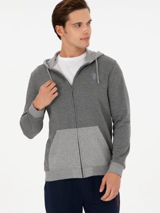 هودی مردانه خاکستری تیره یو اس پولو