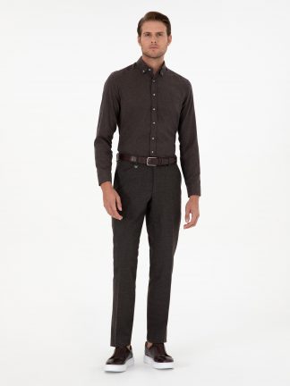 شلوار پارچه ای مردانه قهوه ای پیرکاردین