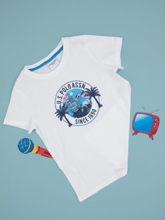 تی شرت پسرانه سفید یو اس پولو