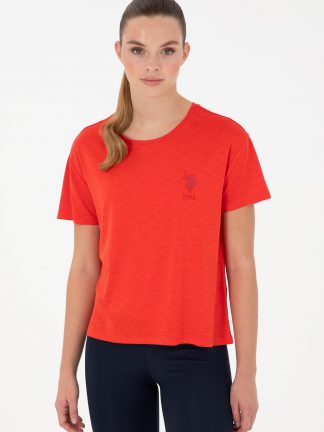 تیشرت زنانه قرمز یو اس پولو