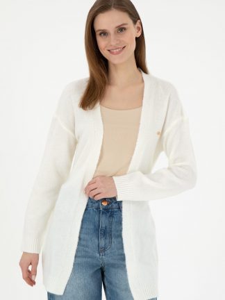 ژاکت زنانه کرم ملانژ یو اس پولو