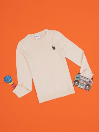 پلیور دخترانه کرم یو اس پولو