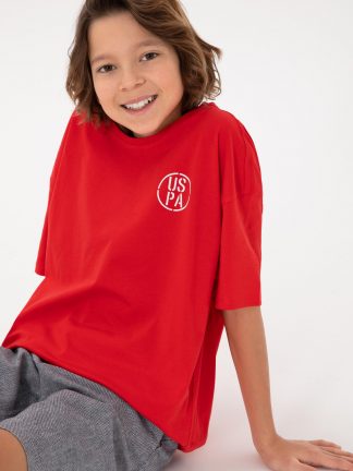 تی شرت پسرانه قرمز یو اس پولو