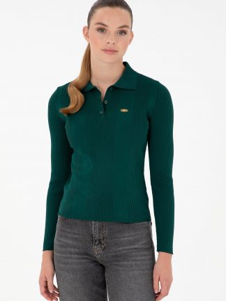 پلیور زنانه سبز تیره یو اس پولو