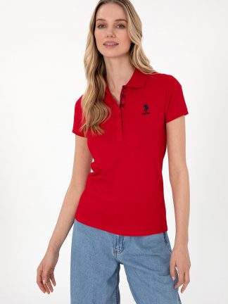 پولوشرت زنانه قرمز یو اس پولو