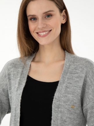 ژاکت زنانه خاکی ملانژ یو اس پولو