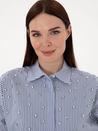 شومیز زنانه آبی پیرکاردین