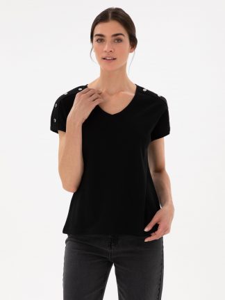 تیشرت زنانه مشکی پیرکاردین