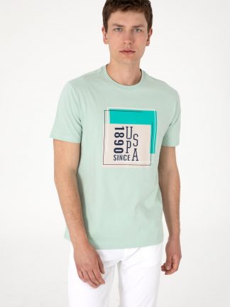 تی شرت مردانه آبی فیروزه ای یو اس پولو