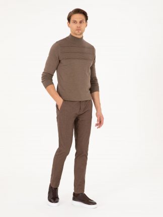 شلوار کتان مردانه قهوه ای پیرکاردین