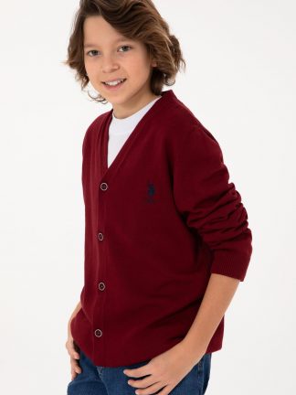 ژاکت پسرانه زرشکی یو اس پولو