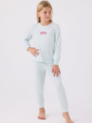 لباس خواب دخترانه آبی فیروزه ای یو اس پولو