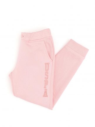 شلوار راحتی دخترانه صورتی پودری یو اس پولو