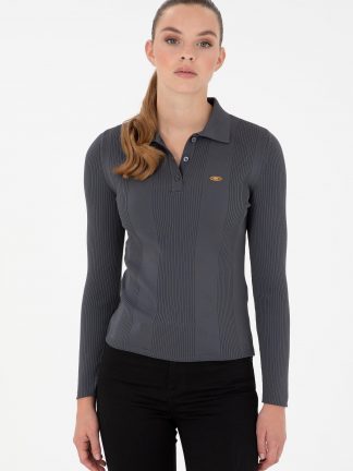 پلیور زنانه خاکستری تیره یو اس پولو