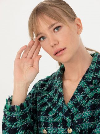 کت زنانه آبی نفتی پیرکاردین