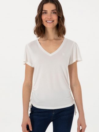 تیشرت زنانه کرم یو اس پولو