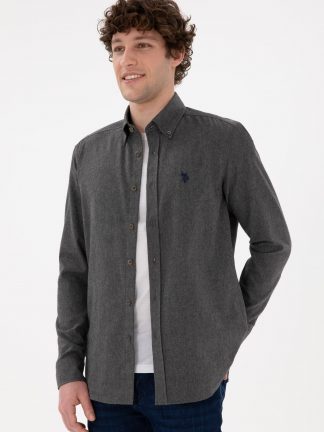 پیراهن مردانه خاکستری تیره یو اس پولو