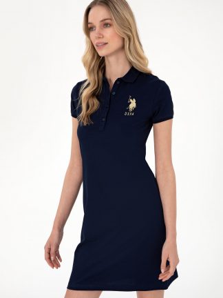 پیراهن و لباس مجلسی زنانه سرمه ای یو اس پولو