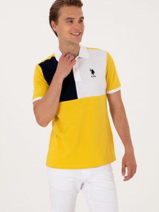 پولوشرت مردانه زرد تیره یو اس پولو