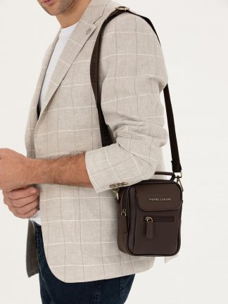 کیف مسنجر مردانه قهوه ای پیرکاردین