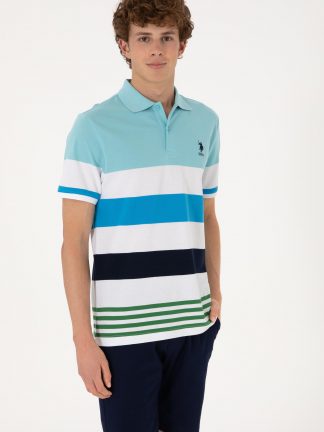 پولوشرت مردانه آبی فیروزه ای یو اس پولو