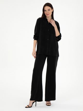 شلوار پارچه ای زنانه مشکی پیرکاردین