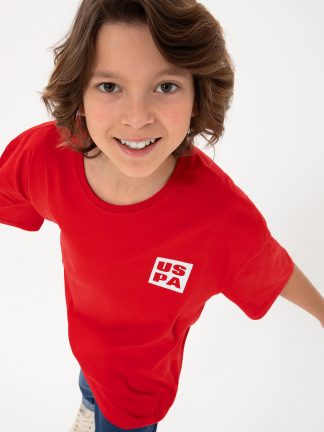 تی شرت پسرانه قرمز یو اس پولو