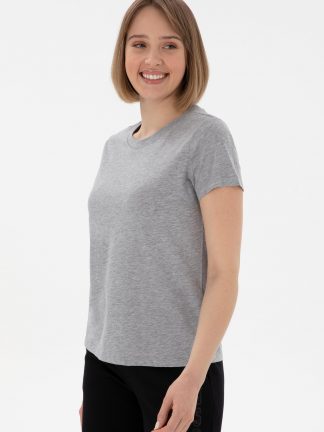 تیشرت زنانه خاکی ملانژ یو اس پولو