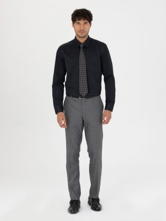 شلوار پارچه ای مردانه خاکی ملانژ پیرکاردین