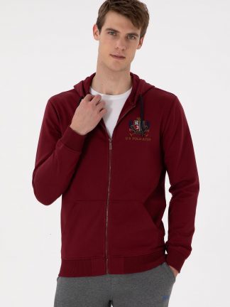 هودی مردانه زرشکی یو اس پولو