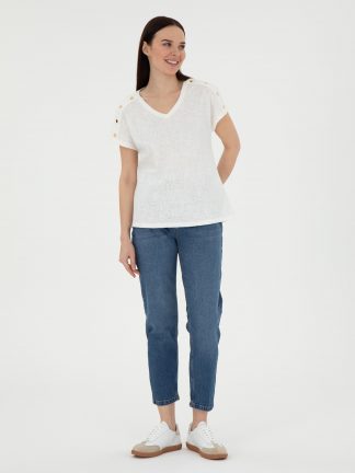 شلوار جین مام فیت زنانه آبی روشن پیرکاردین