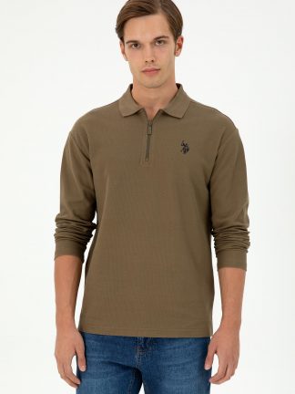 پولوشرت مردانه خاکی روشن یو اس پولو