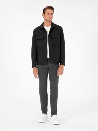 شلوار کتان مردانه خاکستری تیره پیرکاردین